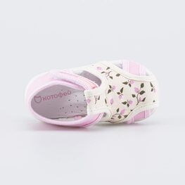 121065-71 Текстильная обувь для первых шагов Ягодки для девочки бежевый + розовый фото №4