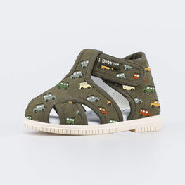 121067-71 Текстильные сандалии Машинки для мальчики оливковый