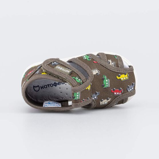 121067-71 Текстильные сандалии Машинки для мальчики оливковый фото №4