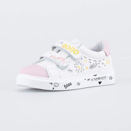 132173-24 Белые кожаные полуботинки для девочки для девочки белый + розовый