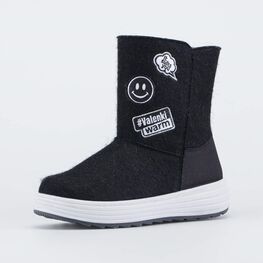 767057-42 Валенки-полусапожки Стикер черный для девочки черный