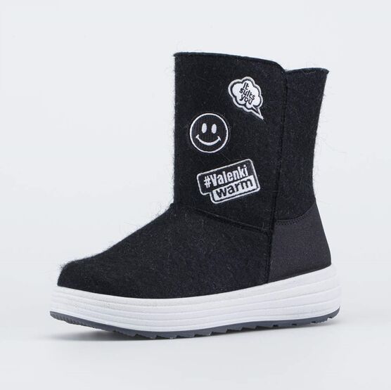 767057-42 Валенки-полусапожки Стикер черный для девочки черный
