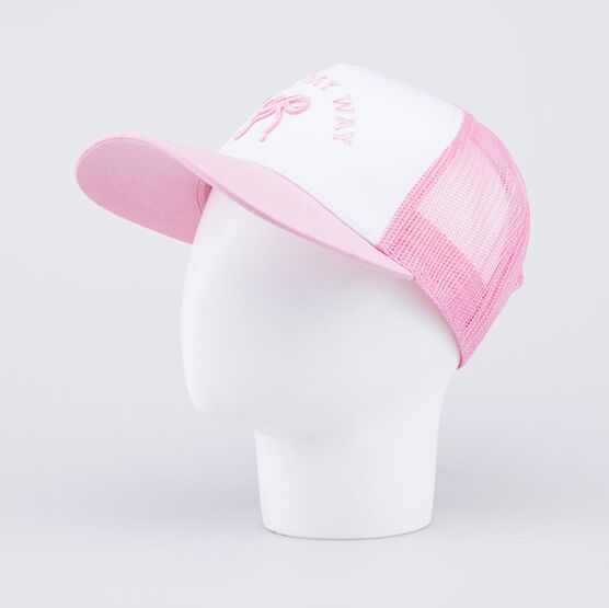 07809102-40 Кепка-бейсболка с сеточкой Бантик для девочки белый,розовый фото №2