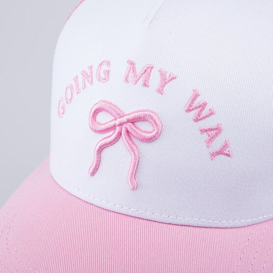 07809102-40 Кепка-бейсболка с сеточкой Бантик для девочки белый,розовый фото №5