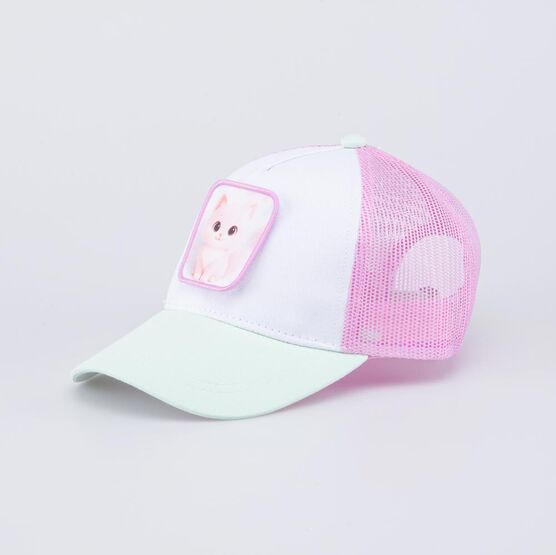 07809104-40 Кепка-бейсболка с сеточкой и сменными патчами для девочки разноцветный