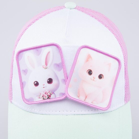 07809104-40 Кепка-бейсболка с сеточкой и сменными патчами для девочки разноцветный фото №5