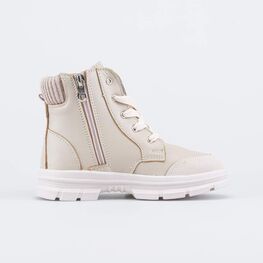 552316-31 Ботинки на молнии стеганные для девочки бежевый фото №2