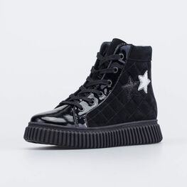 552318-31 Кожаные ботинки Звездочки для девочки черный