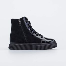 552318-31 Кожаные ботинки Звездочки для девочки черный фото №2