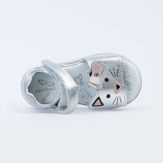 122154-21 Босоножки для девочки кожаные для девочки серебрист. фото №4
