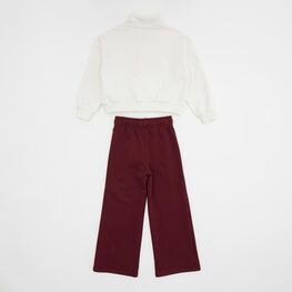 07864092-40 Костюм свитшот + брюки бежево-бордовый для девочки фото №2