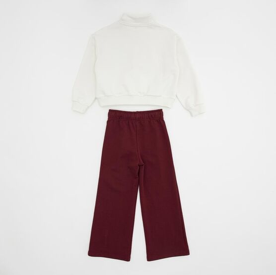07864092-40 Костюм свитшот + брюки бежево-бордовый для девочки фото №2