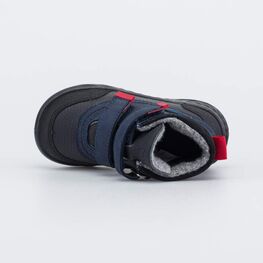 552345-32 Кожаные утепленные ботинки Смайл для мальчики синий + красный фото №4