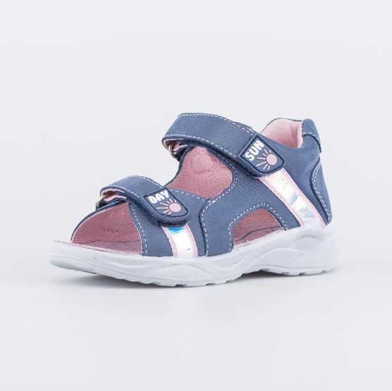 322160-22 Босоножки из натурального велюра для девочки синий