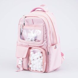 02804293-00 Рюкзак школьный Помпончики для девочки розовый фото №2