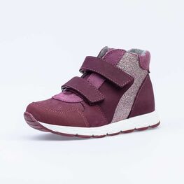 552203-32 Ботинки на липучке, байка для девочки бордовый