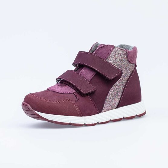 552203-32 Ботинки на липучке, байка для девочки бордовый
