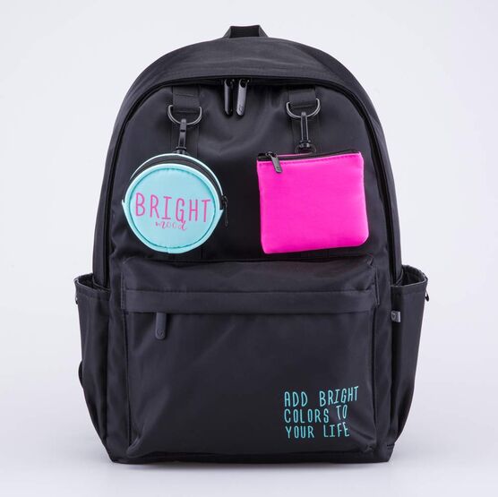 02804397-40 Рюкзак школьный с кошельком для девочки черный