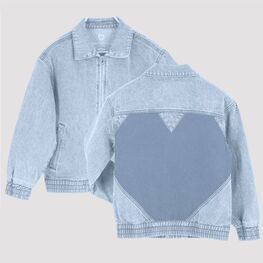 07805002-40 Джинсовая куртка-бомбер для девочки для девочки голубой