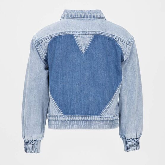 07805002-40 Джинсовая куртка-бомбер для девочки для девочки голубой фото №3