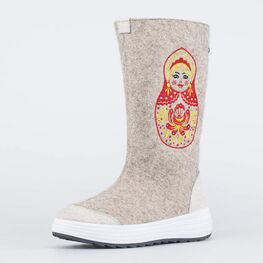867113-41 Валенки с вышивкой Матрешка для девочки бежевый