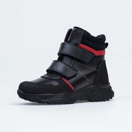 552239-51 Зимние ботинки на липучках для мальчика для мальчики черный