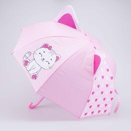 03807201-40 Зонт-трость детский Котик розовый для девочки розовый