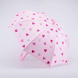 03807202-40 Зонт-трость детский Сердечки для девочки розовый