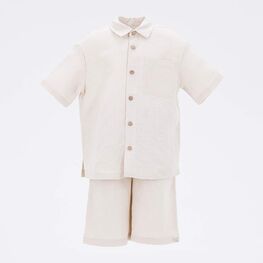 07764061-40 Костюм льняной рубашка + шорты бежевый для универсальные бежевый