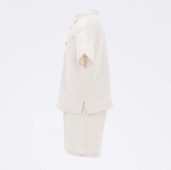 07764061-40 Костюм льняной рубашка + шорты бежевый для универсальные бежевый фото №2