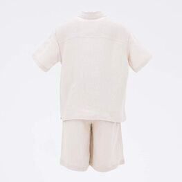 07764061-40 Костюм льняной рубашка + шорты бежевый для универсальные бежевый фото №3