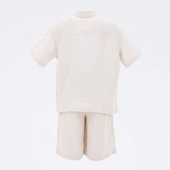 07764061-40 Костюм льняной рубашка + шорты бежевый для универсальные бежевый фото №3