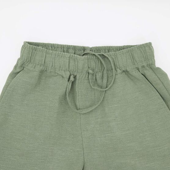 07764061-41 Костюм льняной рубашка + шорты оливковый для мальчики оливковый фото №5