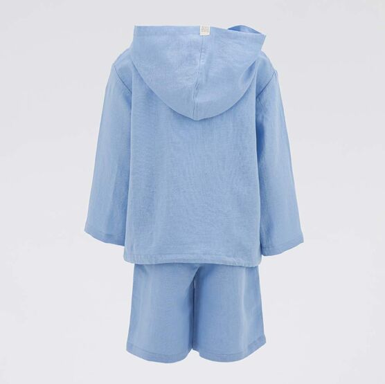 07764063-41 Костюм льняной худи + шорты голубой для мальчики голубой фото №3