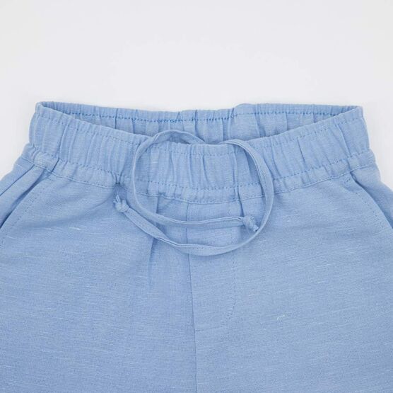 07764063-41 Костюм льняной худи + шорты голубой для мальчики голубой фото №5