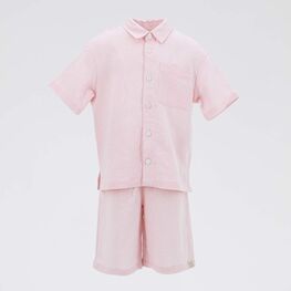 07864062-40 Комплект льняной рубашка + шорты розовый для девочки розовый