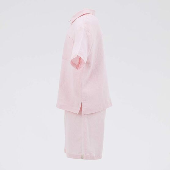 07864062-40 Комплект льняной рубашка + шорты розовый для девочки розовый фото №2