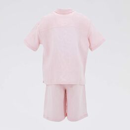 07864062-40 Комплект льняной рубашка + шорты розовый для девочки розовый фото №3