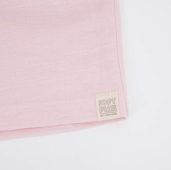 07864062-40 Комплект льняной рубашка + шорты розовый для девочки розовый фото №4