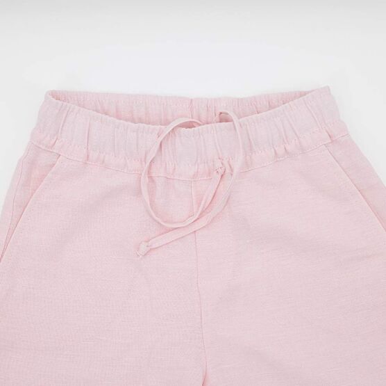 07864062-40 Комплект льняной рубашка + шорты розовый для девочки розовый фото №5