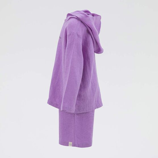 07864064-40 Костюм льняной детский ( худи и шорты ) сиреневый для девочки розовый, сиреневый фото №2