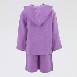 07864064-40 Костюм льняной детский ( худи и шорты ) сиреневый для девочки розовый, сиреневый фото №3