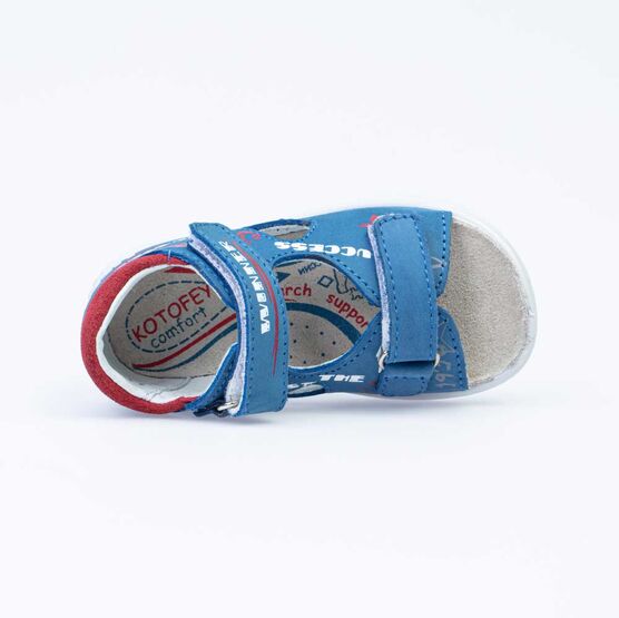 122170-22 Сандалии из натурального нубука для мальчика для мальчики син-кра фото №4
