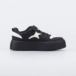 644532-11 Кеды-ботинки на высокой подошве для девочки для девочки черный + бежевый фото №2