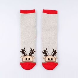 07842319-20 Носки женские махровые олени, светло-серый для девочки светло-серый