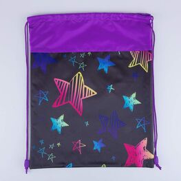 02808148-20 Мешок для сменной обуви Звезды КК для девочки черный + фиолетовый