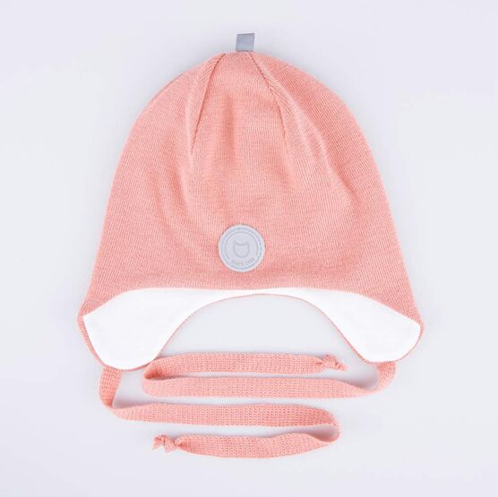 07811391-41 Шерстяная шапка на завязках Персиковый для девочки персиковый фото №2