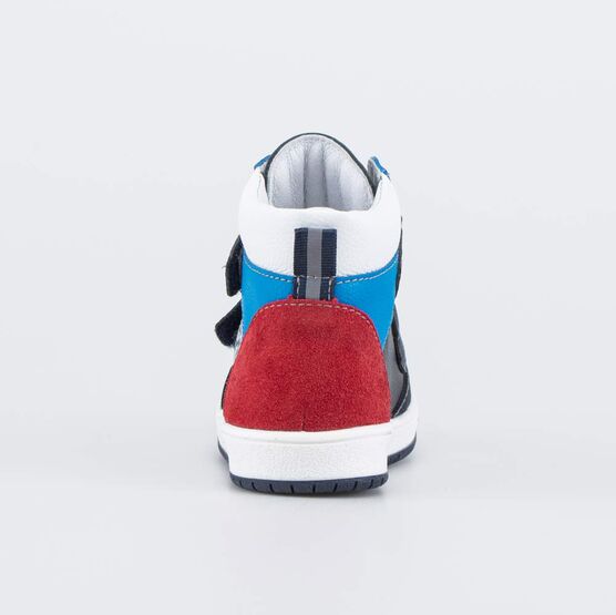 352406-21 Кожаные ботинки с липучками для мальчики чер-син-кра фото №5