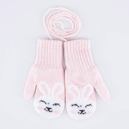 07821253-40 Варежки детские двухслойные Зайка для девочки разноцветный