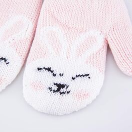 07821253-40 Варежки детские двухслойные Зайка для девочки разноцветный фото №2